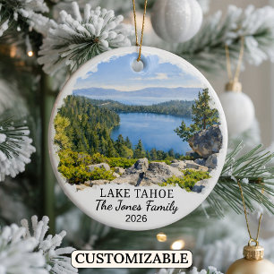 Personalized Lake Tahoe Ornament, Custom Nevada Ceramic Ornament