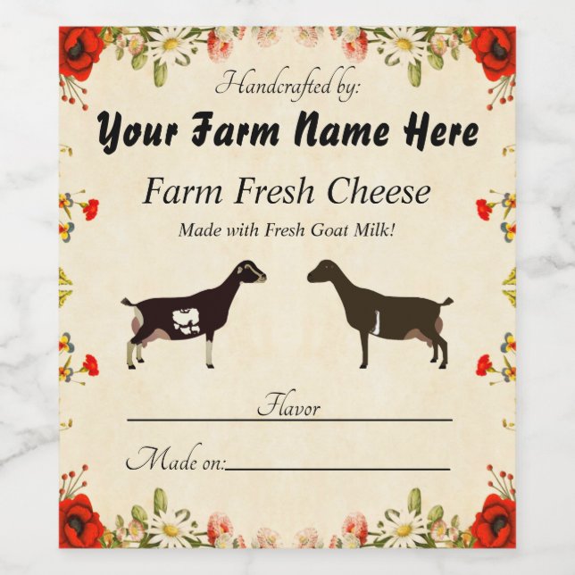Personalized LaMancha Goat Cheese Label (Single Label)