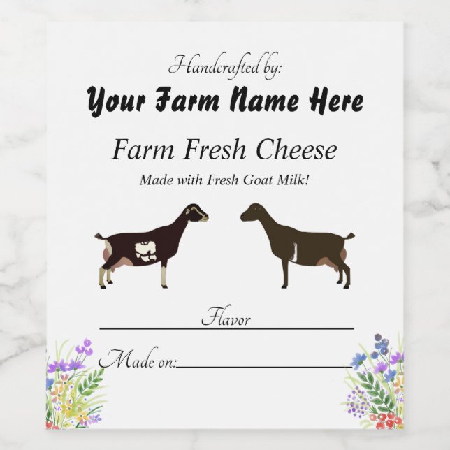 Personalized LaMancha Goat Cheese Label (Single Label)