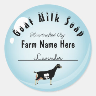 Personalized LaMancha Goat Milk Soap Blue Bubble Classic Round Sticker