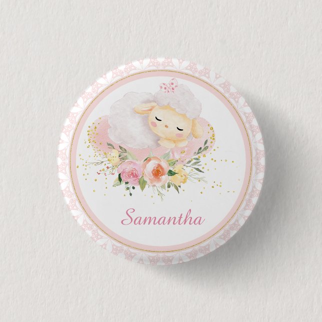 Personalized Lamb 1 Inch Round Button (Front)