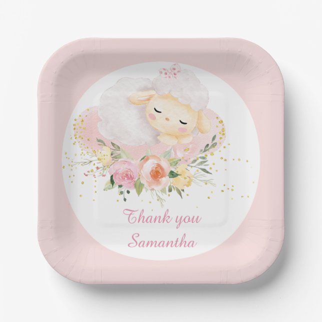 Personalized Lamb Paper Plate (Front)