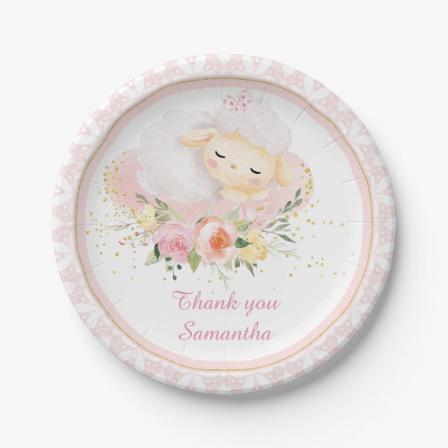 Personalized Lamb Paper Plate (Front)