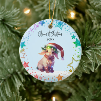 Personalized Lamp Baby sheep, Baby's First Xmas Ceramic Ornament