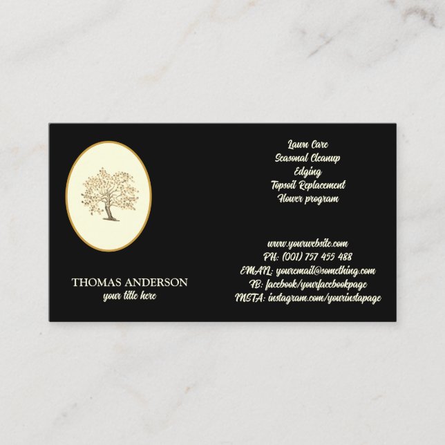 Personalized Landscape and Lawn Care Tree Design  Business Card (Front)