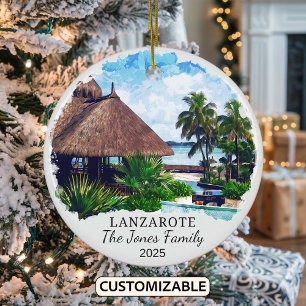 Personalized Lanzarote Ornament, Spain Ceramic Ornament