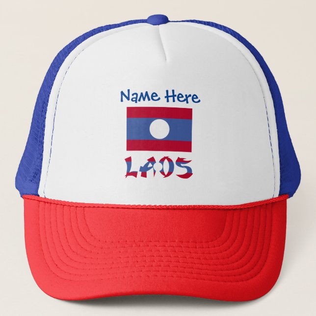 Personalized Laos Flag Name Classic  Trucker Hat (Front)