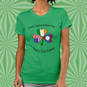 Personalized Laos Ireland USA Shamrock Women’s T-Shirt