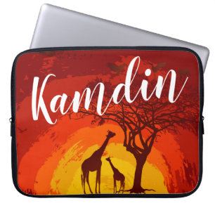 Personalized Laptop Case African Safari Giraffe Su