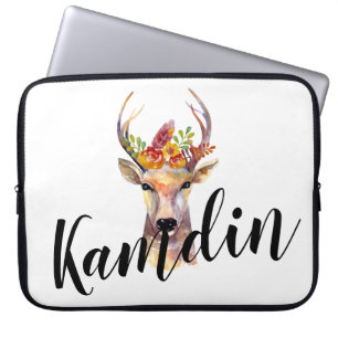 Personalized Laptop Case boho deer Buck Head Brown