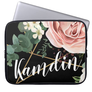 Personalized Laptop Case Geometric Garden Black
