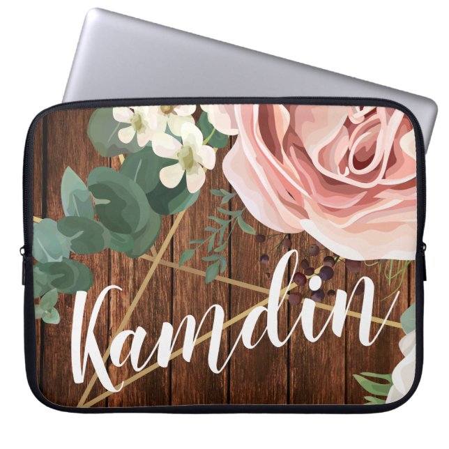 Personalized Laptop Case Geometric Garden Rose Bar (Front)