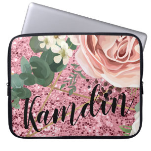 Personalized Laptop Case Geometric Garden Rose Gol