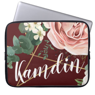 Personalized Laptop Case Geometric Garden Wine