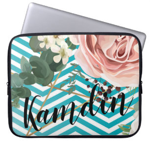 Personalized Laptop Case Geometric Rose Chevron Te