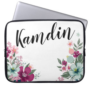 Personalized Laptop Case Tropical Flower on White