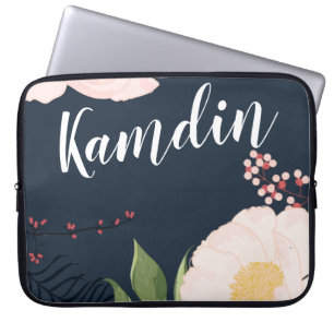 Personalized Laptop Case White Floral Flowers on D