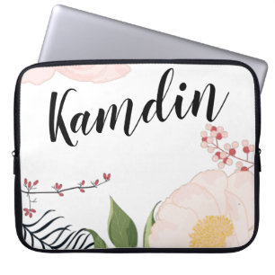 Personalized Laptop Case White Floral Flowers on W