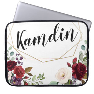 Personalized Laptop Case White Roses Gold Ge