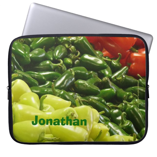 Personalized Laptop Computer Sleeve Chili Peppers (Front)