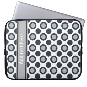 Personalized Laptop Sleeve:Black Silver Polka Dots Sleeve