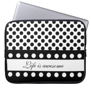 Personalized Laptop Sleeve:Black White Polka Dots Laptop Sleeve