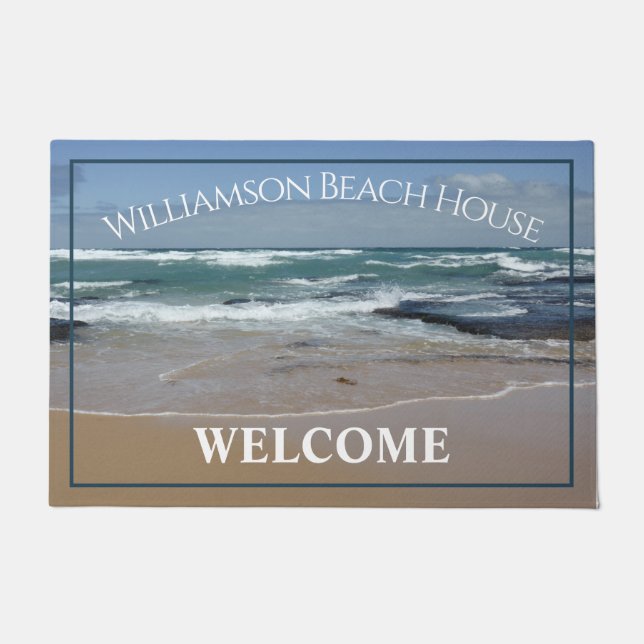 Personalized Large Beach House Ocean Door Mat (Front)