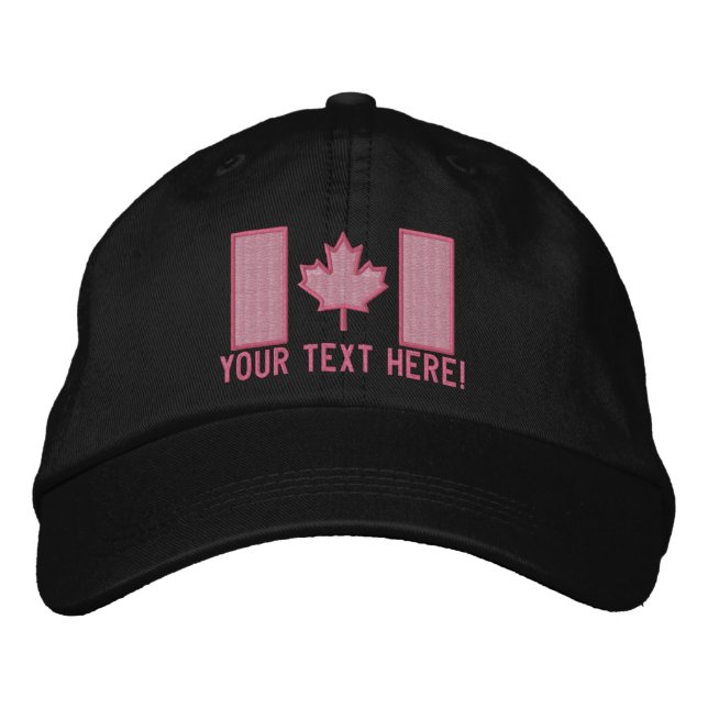 Personalized Large Canadian Flag Embroidery Embroidered Hat (Front)