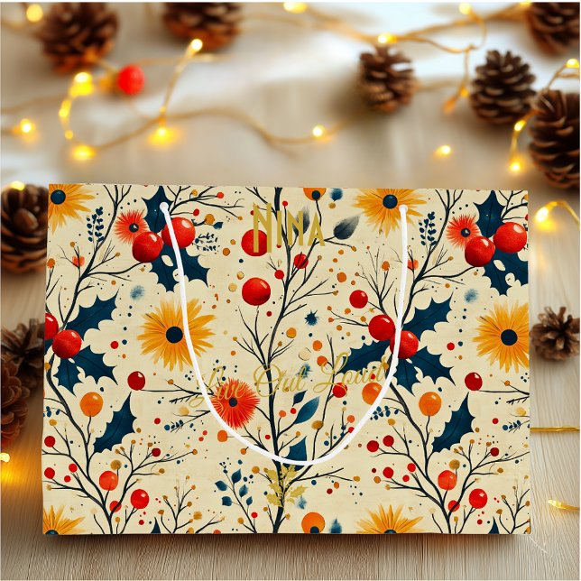 Personalized Large Gift Bag with Festive Beige (Creator Uploaded)