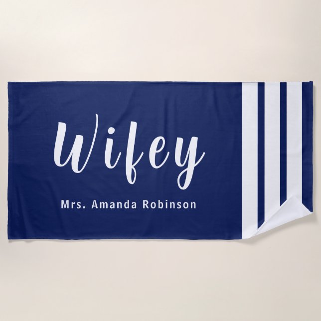 Personalized Large Wifey Beach Towel (Front)