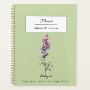 Personalized Larkspur Flower Birth Month Floral Planner