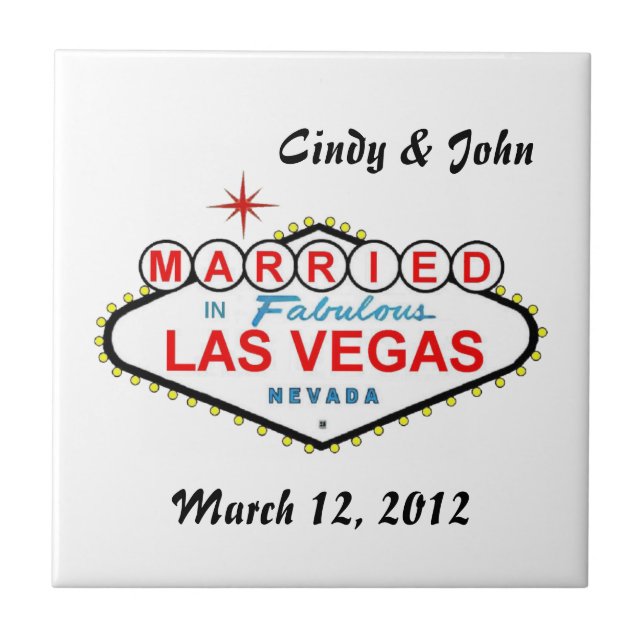 Personalized Las Vegas Married in Las Vegas Tile (Front)