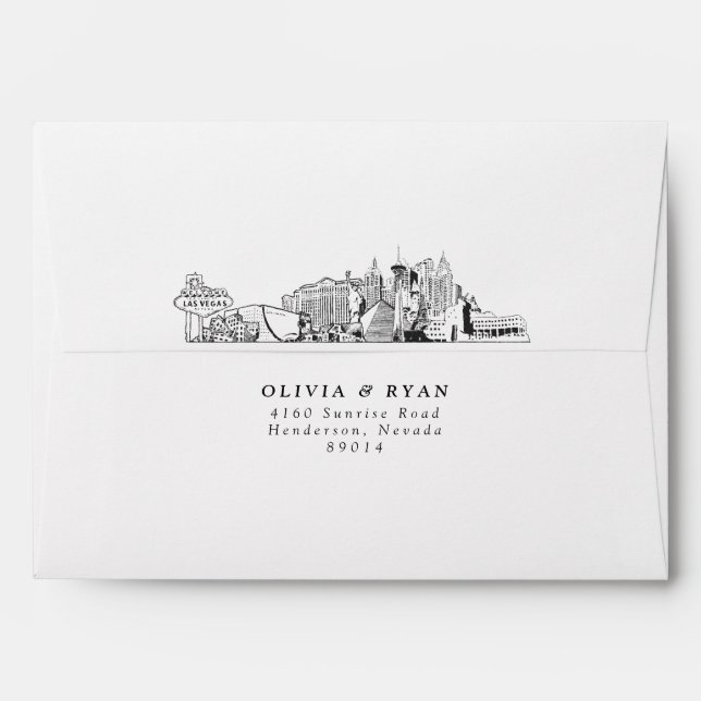 Personalized Las Vegas Skyline Sketch Envelope (Back (Top Flap))