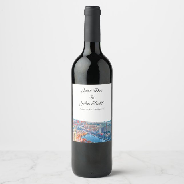 Personalized Las Vegas Skyline Wine Label (Front)