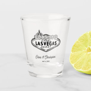 Personalized Las Vegas Wedding Favour Hand Drawn Shot Glass