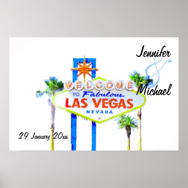 Personalized Las Vegas Wedding Reception Banner Poster (Front)