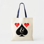 Personalized Las Vegas wedding tote bag<br><div class="desc">Personalized Las Vegas wedding party tote bag. Ace of spades poker wedding tote bag with King and Queen of hearts. Personalizable monogram letter for bride and groom. Cute idea for bride,  bridesmaids,  flower girl,  maid of honour etc..</div>