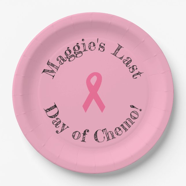 Personalized "Last Day of Chemo" Paper Plates (Front)