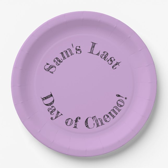 Personalized "Last Day of Chemo" Paper Plates (Front)
