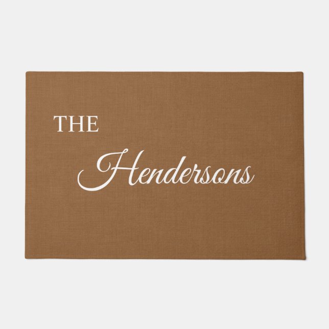 Personalized Last Name Door Mat in Beige (Front)