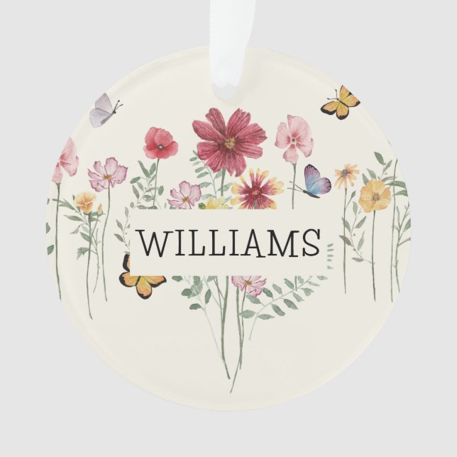 Personalized Last Name Floral Ornament (Front)