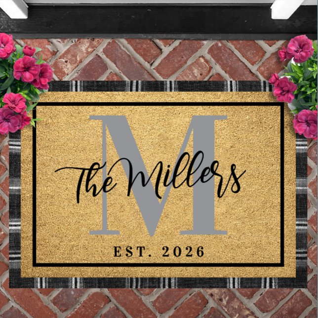 Personalized Last Name Initial Est Year Coir Print Doormat (Personalized Last Name Initial Est Year Coir Print Doormat Custom Welcome Mat Established Date House)