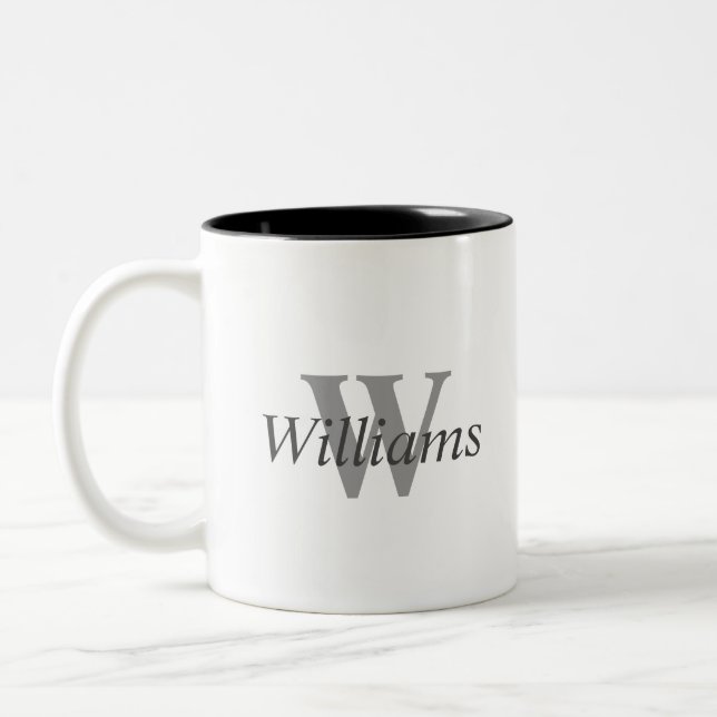 Personalized Last Name Monogram Coffee Mug (Left)