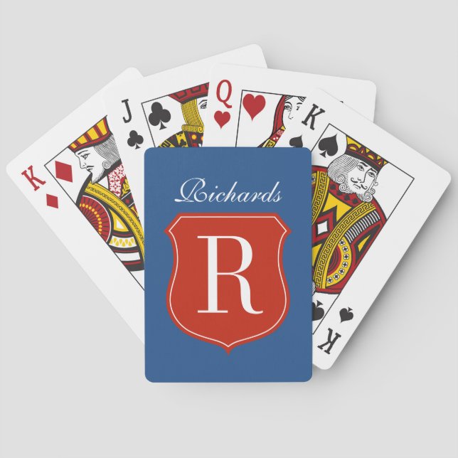 Personalized last name monogram playing cards (Back)