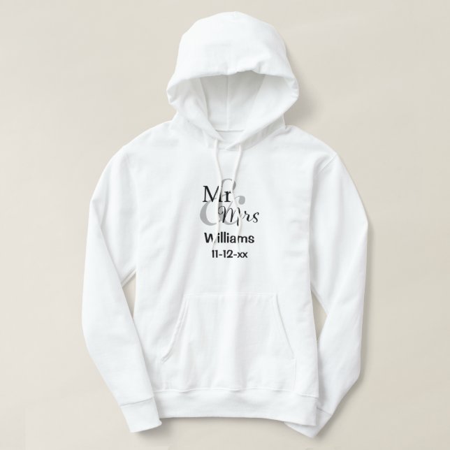 Personalized Last Name Mr & Mrs Wedding Couple  Hoodie (Design Front)