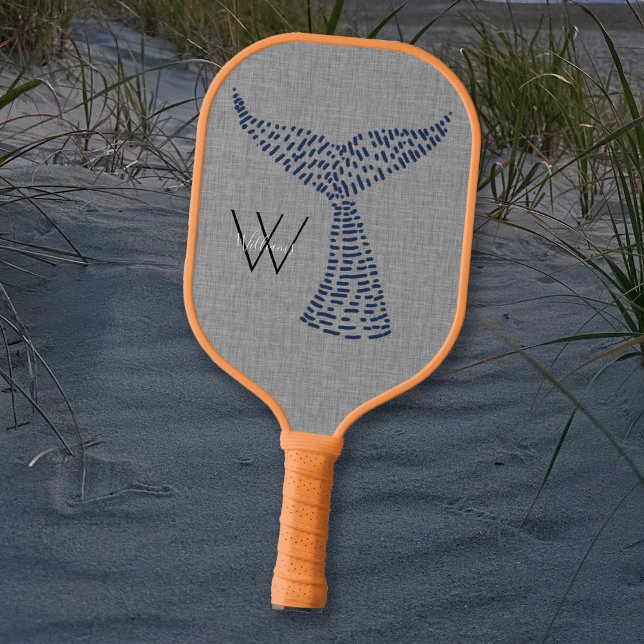 Personalized Last Name Nautical Whale Tail Art Pickleball Paddle (Personalized Last Name Nautical Whale Tail Art Pickleball Paddle)