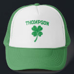 Personalized Last Name St Patrick's Day Party Trucker Hat<br><div class="desc">Introducing our Personalized Last Name St. Patrick's Day Party Trucker Hat—a stylish and customized addition to your Paddy's Day celebrations. This unique trucker hat combines vintage charm with a personalized touch, making it perfect for parade events, pub crawls, or simply as a cute and festive St. Patrick's Day party hat....</div>