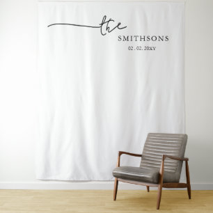 Personalized Last Name Wedding Photo Backdrop Tapestry