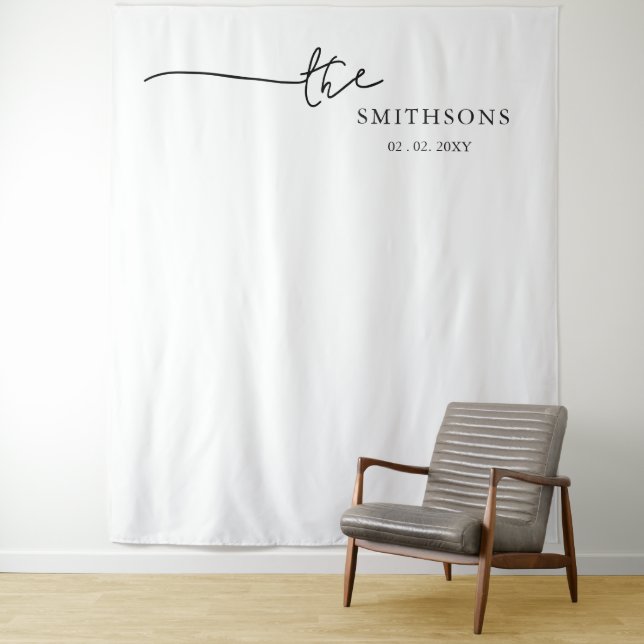 Personalized Last Name Wedding Photo Backdrop Tapestry (In Situ)