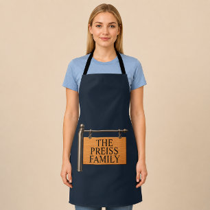 Personalized Last Name Wooden Hanging Sign Apron